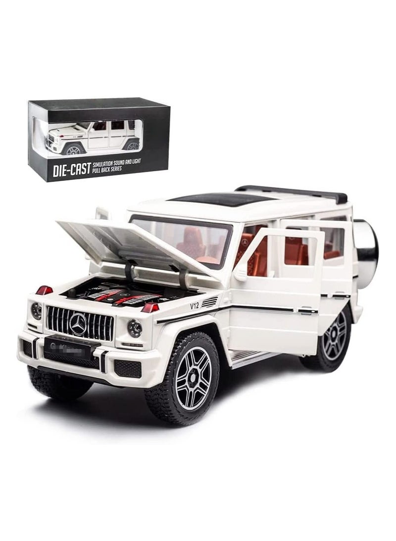 1:24 Casting Model Kit for Mercedes-Benz G65 AMG Big G Sound and Light Pull Back Car Alloy Model Toys Decorative Ornaments (White) - Image 1
